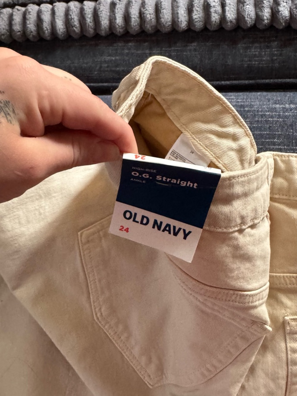 Old Navy Beige High-Rise O.G. Straight Chinos